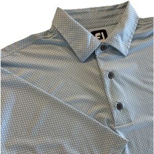 Classic Club CA FootJoy FJ Golf Polo Mens XL Baby Blue Yellow Geo Diamond EUC